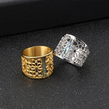 New Stainless Steel Hollow Branch Flower Gold Color Ring - Rings Universe