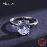 Silver Luxury Oval Cut Clear AAA+ Quality CZ Diamond Ring - Rings Universe