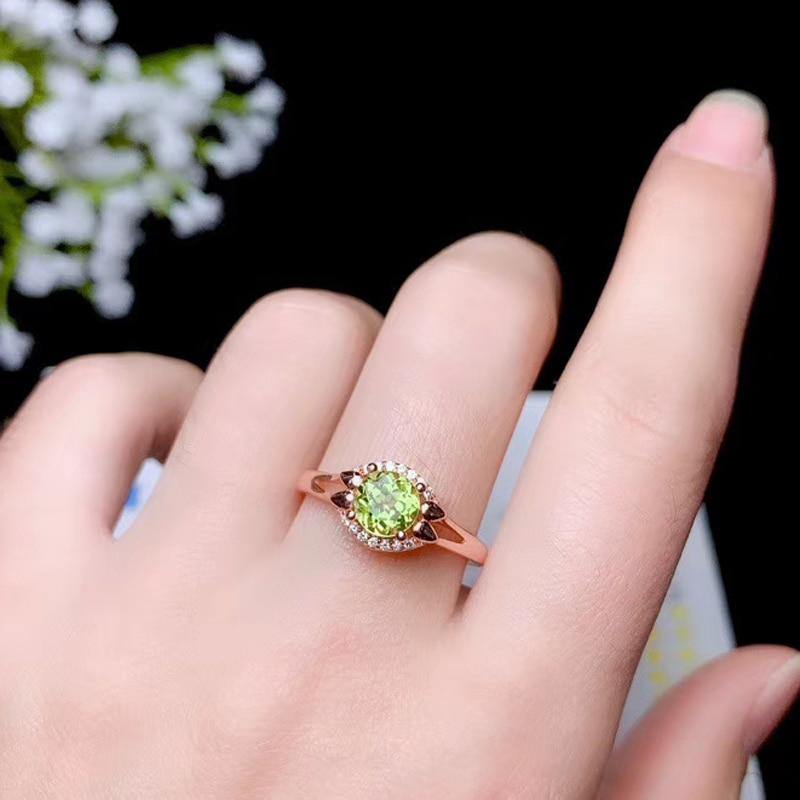 Peridot 925 Ring Natural Peridot Ring Genuine 925 Sterling Silver High  Jewelry Women's Anniversary Gift Green Stones