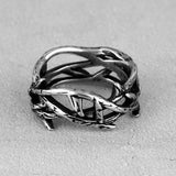 Stainless Steel Victory Olive Branch Bikers Mens Ring - Rings Universe