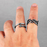 Stainless Steel Victory Olive Branch Bikers Mens Ring - Rings Universe