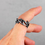 Stainless Steel Victory Olive Branch Bikers Mens Ring - Rings Universe