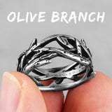 Stainless Steel Victory Olive Branch Bikers Mens Ring - Rings Universe