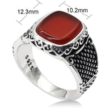 Vintage Handmade Natural Red Agate Square Signet Ring - ringsuniverse