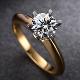 Silver 18K Gold Color Ring Classic  Zirconia Diamond Ring - ringsuniverse