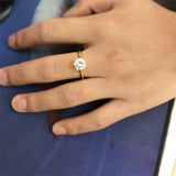 Silver 18K Gold Color Ring Classic  Zirconia Diamond Ring - ringsuniverse