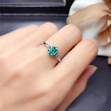 Delicate 1 Ct. Green Moissanite Diamond 1CT VVS Ring - ringsuniverse
