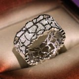 Retro White Zircon Lace Pattern Ring - ringsuniverse