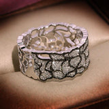 Retro White Zircon Lace Pattern Ring - ringsuniverse