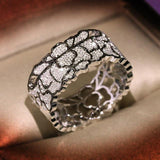 Retro White Zircon Lace Pattern Ring - ringsuniverse