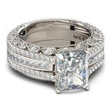 2021 New Arrival Luxury Princess Cut Silver Ring Set - ringsuniverse