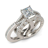 2021 New Arrival Luxury Princess Cut Silver Ring Set - ringsuniverse