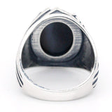 Silver Eyes Natural Agate stone Antique Lucky ring - Rings Universe