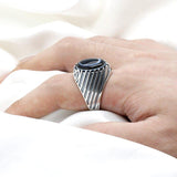 Silver Eyes Natural Agate stone Antique Lucky ring - Rings Universe