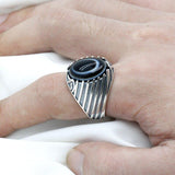 Silver Eyes Natural Agate stone Antique Lucky ring - Rings Universe