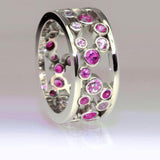 Hollow Out Big Small Blue White Alternate Stones New Design Ring - ringsuniverse