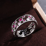 Hollow Out Big Small Blue White Alternate Stones New Design Ring - ringsuniverse