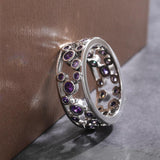 Hollow Out Big Small Blue White Alternate Stones New Design Ring - ringsuniverse