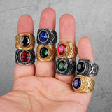 Stainless Steel Men Rings Rhinestone United States Hip Hop Punk Rock for Biker Male Boyfriend Jewelry Creativity Gift Wholesale - ringsuniverse