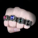 Stainless Steel Men Rings Rhinestone United States Hip Hop Punk Rock for Biker Male Boyfriend Jewelry Creativity Gift Wholesale - ringsuniverse
