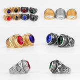 Stainless Steel Men Rings Rhinestone United States Hip Hop Punk Rock for Biker Male Boyfriend Jewelry Creativity Gift Wholesale - ringsuniverse