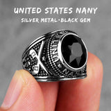 Stainless Steel Men Rings Rhinestone United States Hip Hop Punk Rock for Biker Male Boyfriend Jewelry Creativity Gift Wholesale - ringsuniverse