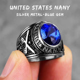 Stainless Steel Men Rings Rhinestone United States Hip Hop Punk Rock for Biker Male Boyfriend Jewelry Creativity Gift Wholesale - ringsuniverse