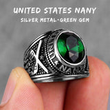 Stainless Steel Men Rings Rhinestone United States Hip Hop Punk Rock for Biker Male Boyfriend Jewelry Creativity Gift Wholesale - ringsuniverse