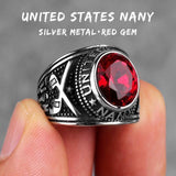 Stainless Steel Men Rings Rhinestone United States Hip Hop Punk Rock for Biker Male Boyfriend Jewelry Creativity Gift Wholesale - ringsuniverse