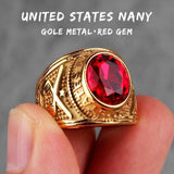 Stainless Steel Men Rings Rhinestone United States Hip Hop Punk Rock for Biker Male Boyfriend Jewelry Creativity Gift Wholesale - ringsuniverse