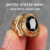 Stainless Steel Men Rings Rhinestone United States Hip Hop Punk Rock for Biker Male Boyfriend Jewelry Creativity Gift Wholesale - ringsuniverse