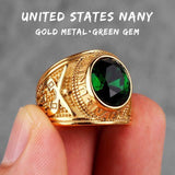 Stainless Steel Men Rings Rhinestone United States Hip Hop Punk Rock for Biker Male Boyfriend Jewelry Creativity Gift Wholesale - ringsuniverse