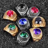 Stainless Steel Men Rings Rhinestone United States Hip Hop Punk Rock for Biker Male Boyfriend Jewelry Creativity Gift Wholesale - ringsuniverse
