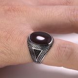 Real Silver Vintage Big Turkish Ring With Agate Stones - ringsuniverse
