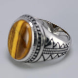 Genuine Silver Natural Tiger Eye Stones Ring - ringsuniverse