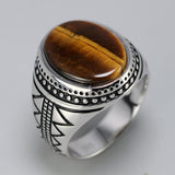 Genuine Silver Natural Tiger Eye Stones Ring - ringsuniverse