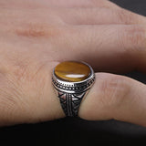 Genuine Silver Natural Tiger Eye Stones Ring - ringsuniverse