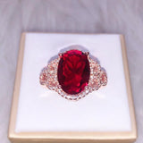 Vintage Big Oval Lab Created Ruby Gemstone Silver Ring