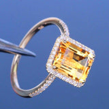 Luxury Square Citrine Ring with Zircons - Rings Universe
