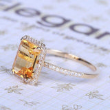 Luxury Square Citrine Ring with Zircons - Rings Universe