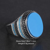 Silver Simulated Turquoise Retro Vintage Ring - ringsuniverse