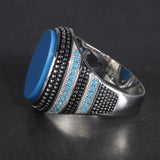 Silver Simulated Turquoise Retro Vintage Ring - ringsuniverse
