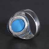 Silver Simulated Turquoise Retro Vintage Ring - ringsuniverse