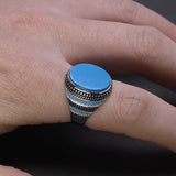 Silver Simulated Turquoise Retro Vintage Ring - ringsuniverse