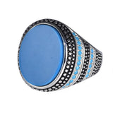Silver Simulated Turquoise Retro Vintage Ring - ringsuniverse