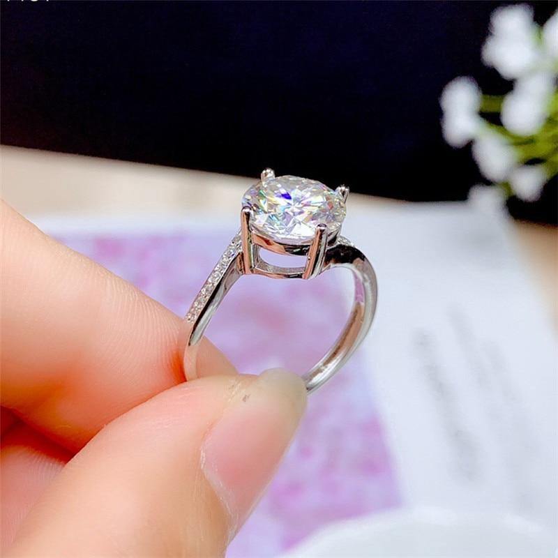 Gem's Beauty Pink Moissanite Rings 0.5CT/1.0CT/1.5CT/2CT/3CT/5CT D Color  Round 6 Prong Pink Moissanite Engagement Rings 925 Sterling Silver Diamond