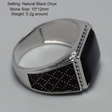 Solid Silver Black Onyx Natural Stone Vintage Ring - ringsuniverse