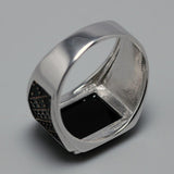 Solid Silver Black Onyx Natural Stone Vintage Ring - ringsuniverse