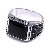 Solid Silver Black Onyx Natural Stone Vintage Ring - ringsuniverse