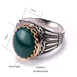 Silver Retro Luxury Big Tiger Eye and Agate Rings - ringsuniverse